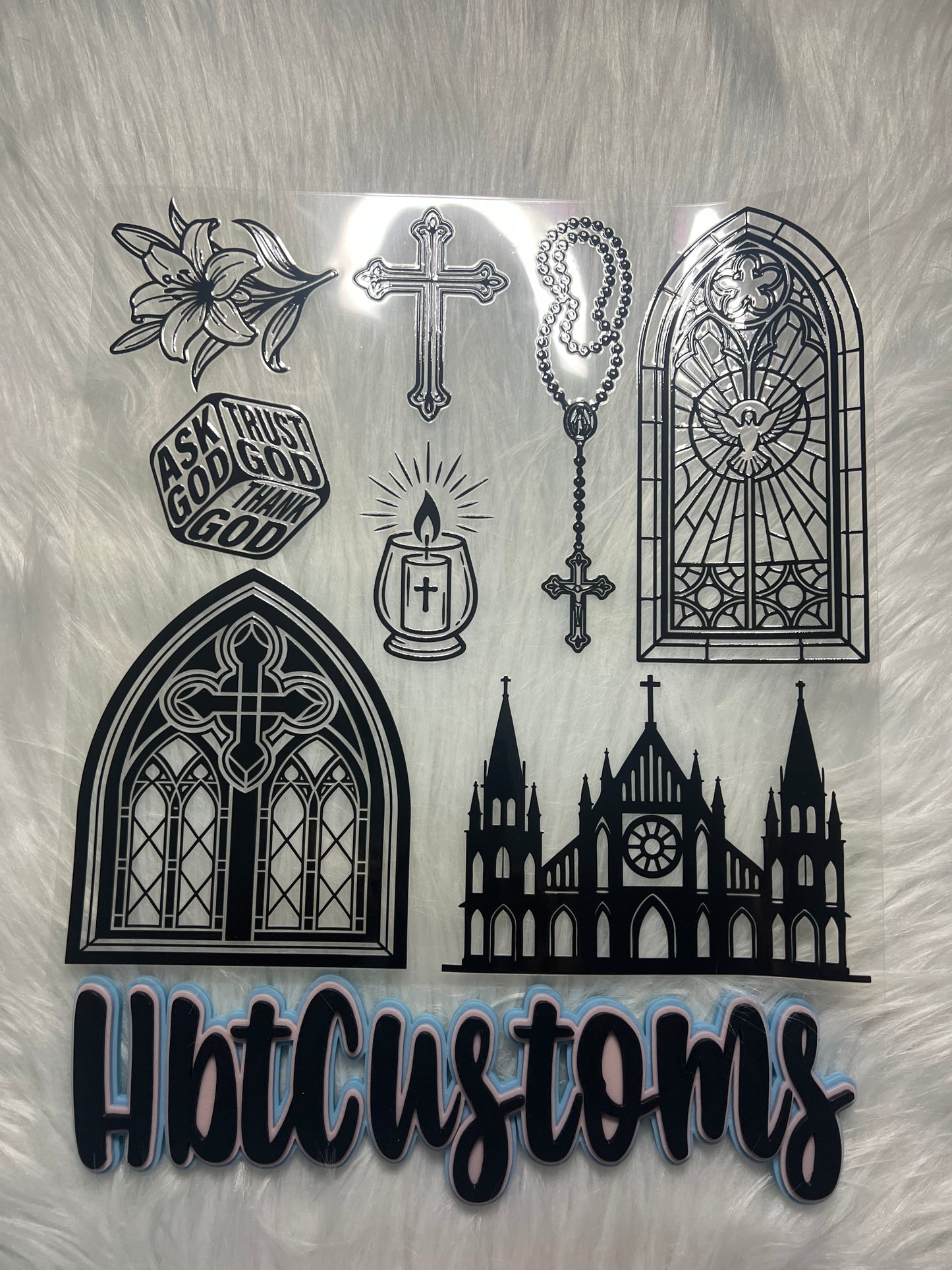 Religious stained-glass church and crosses Element