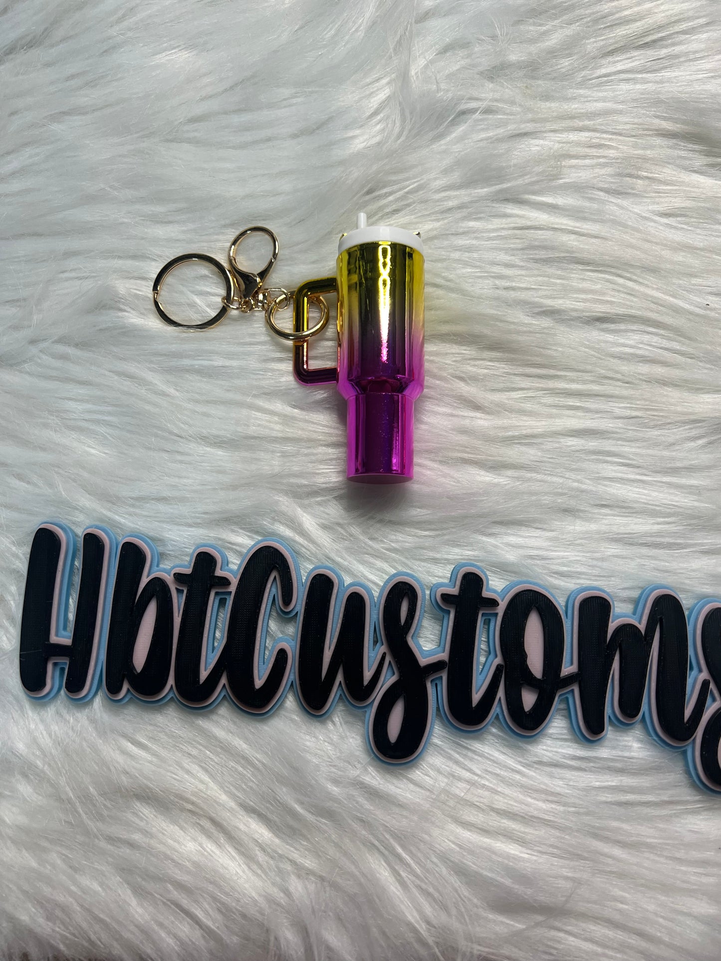 Pink& Gold Metallic Stanley Cup Key Chain