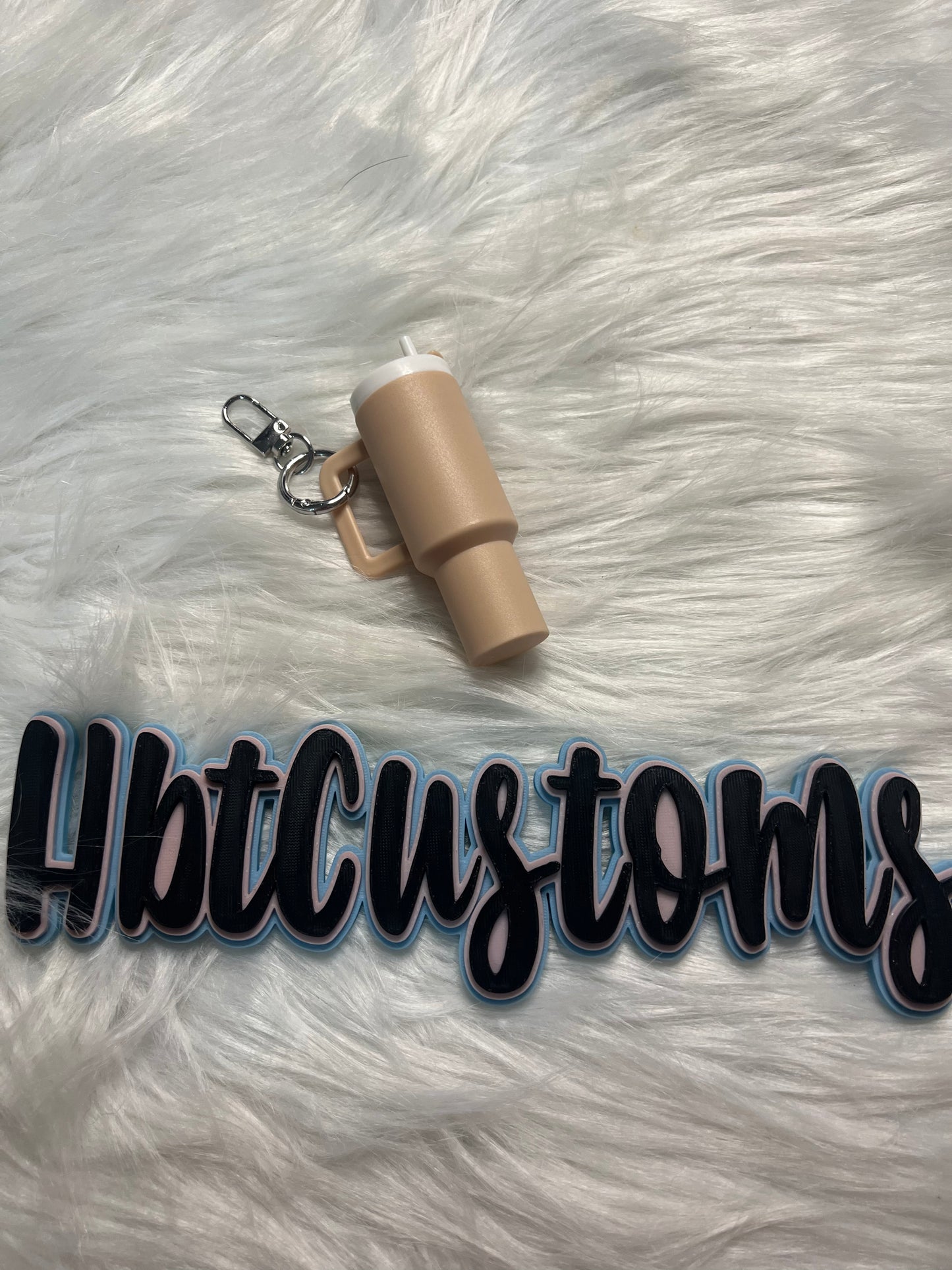 Tan Stanley Cup Key Chain