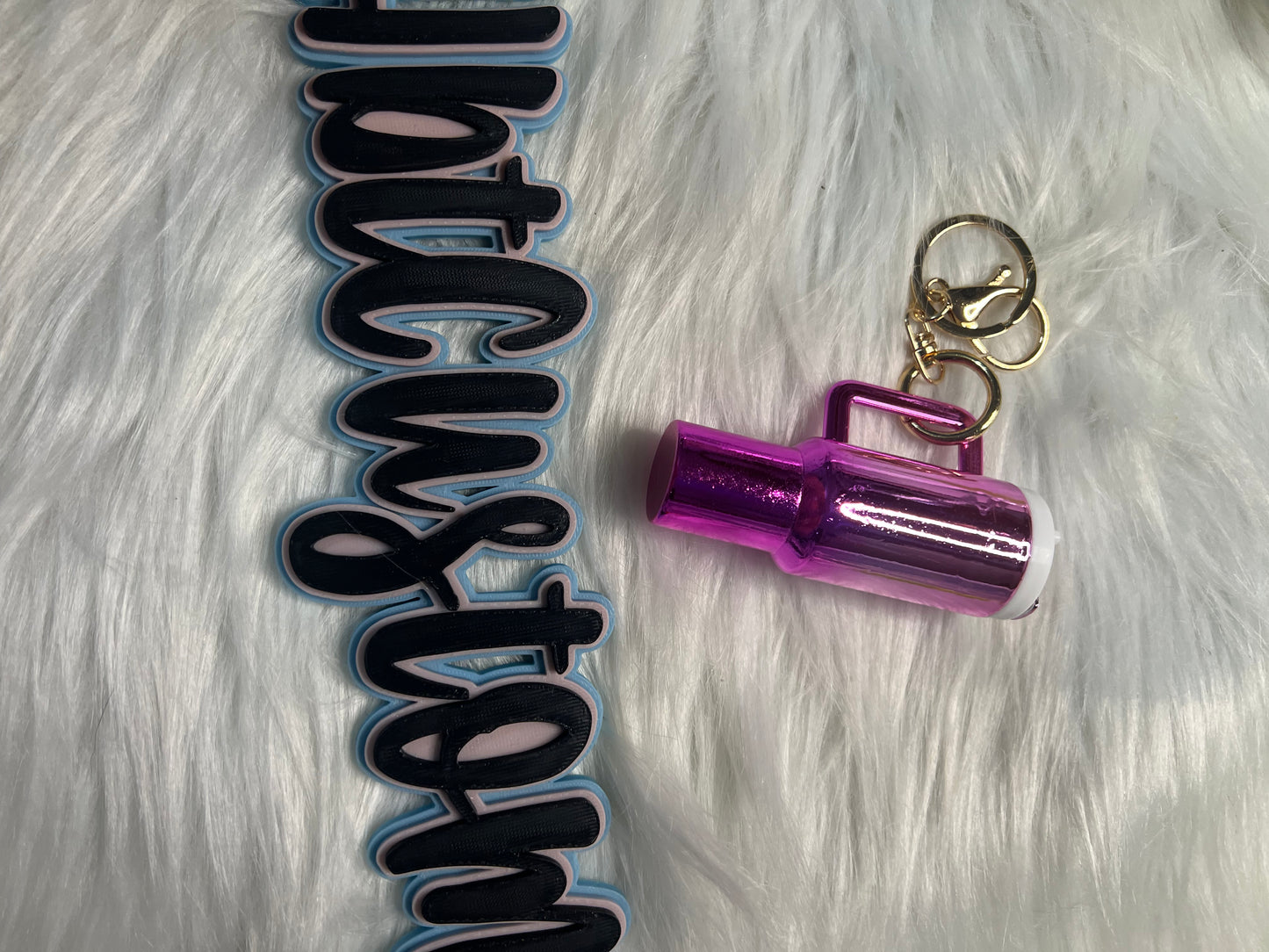 Light Pink & Bright Pink Metallic Stanley Cup Key Chain