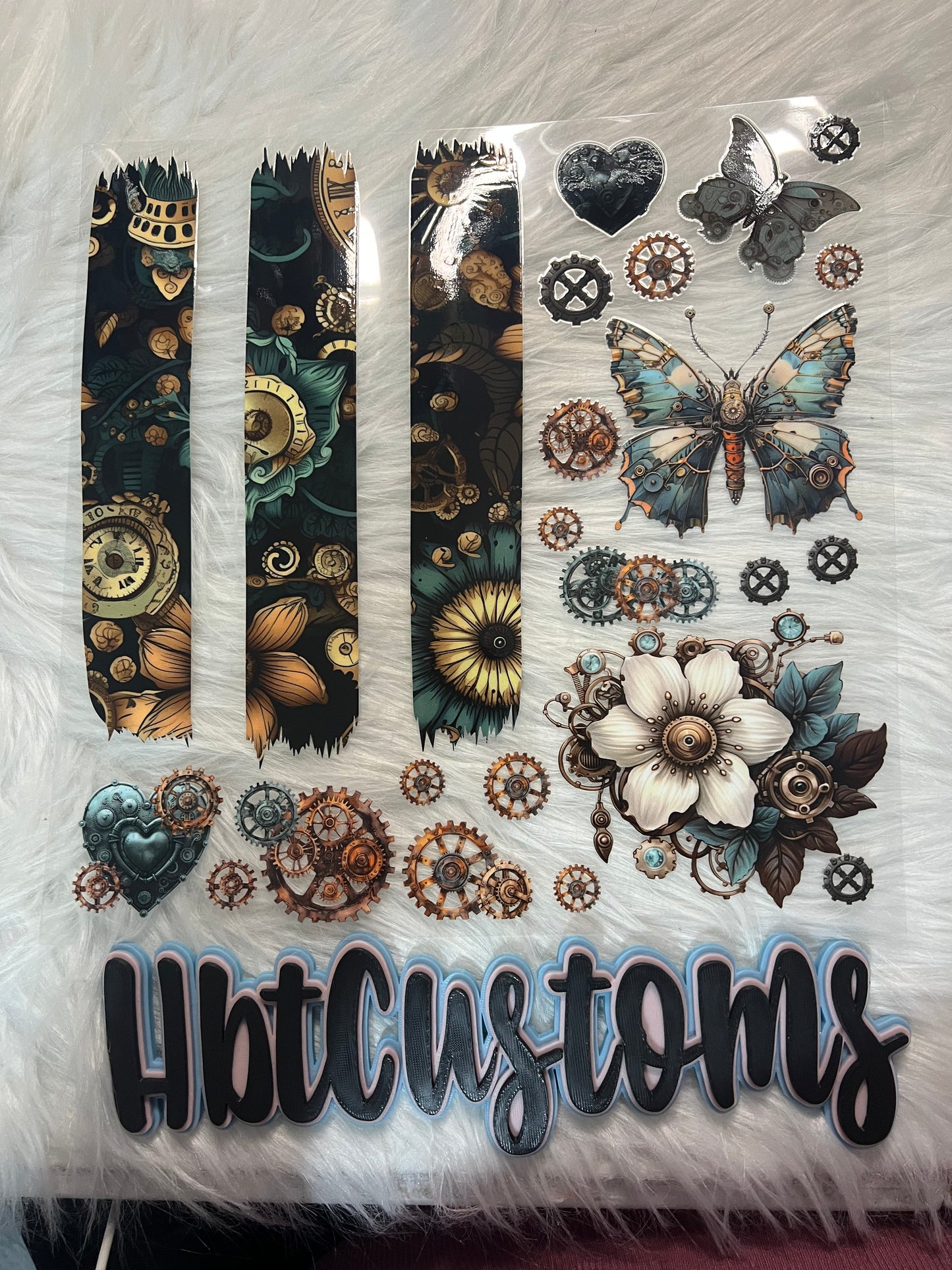 Teal Steampunk Butterfly Element