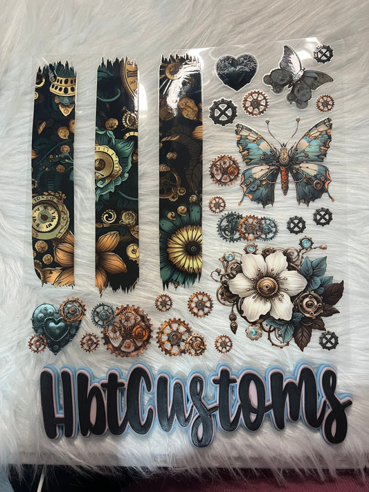 Teal Steampunk Butterfly Element