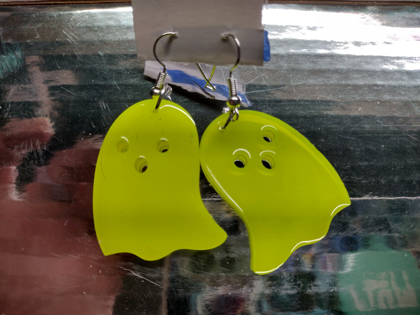 Neon Yellow Ghost Earrings