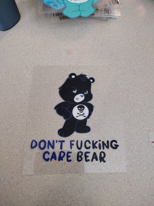 BLACK SWEAR BEAR DONT CARE UV DTF