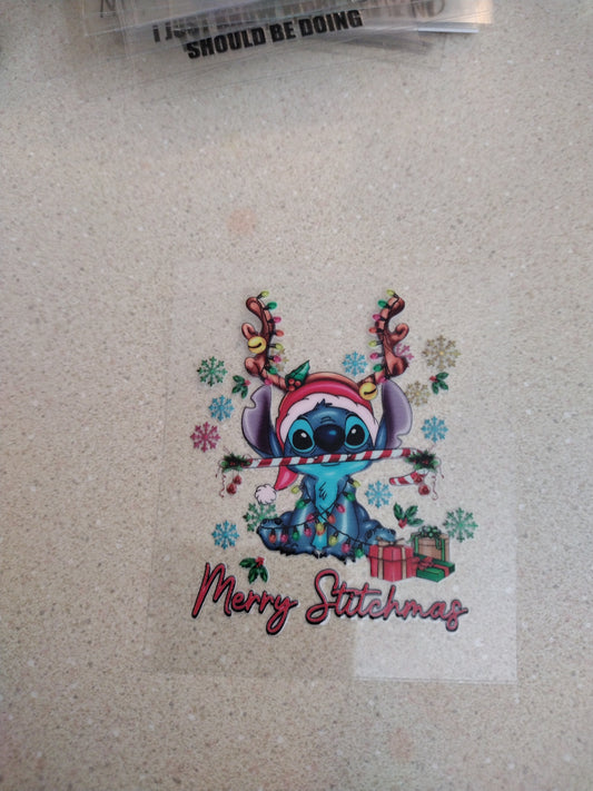 SM MERRY BLUE ALIEN XMAS UV DTF