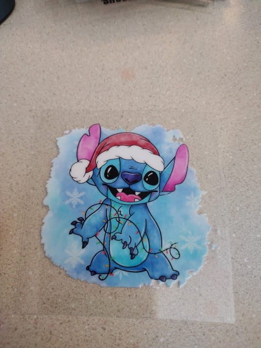 SM BLUE ALIEN XMAS UV DTF