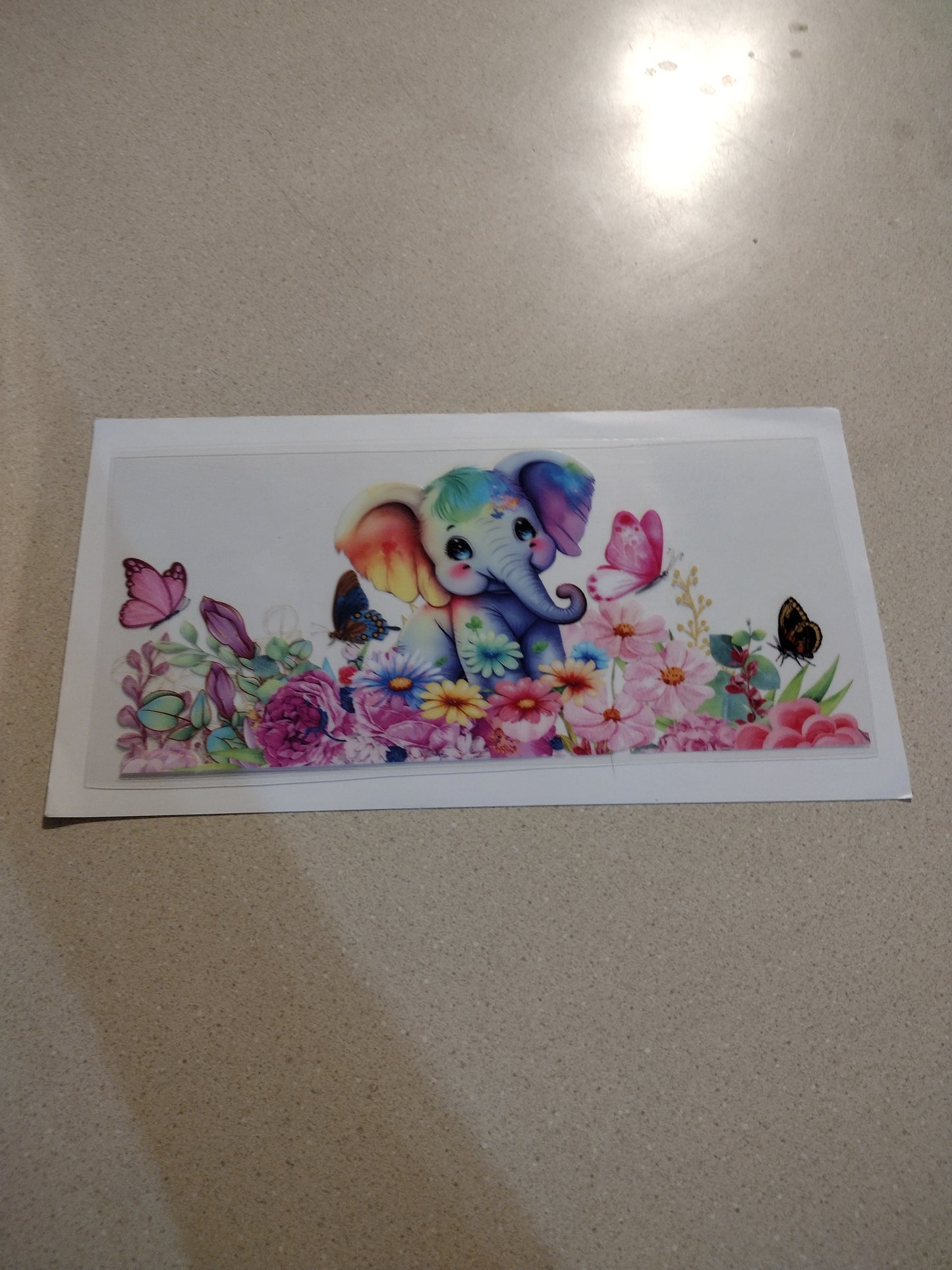 Rainbow Elephant UV DTF