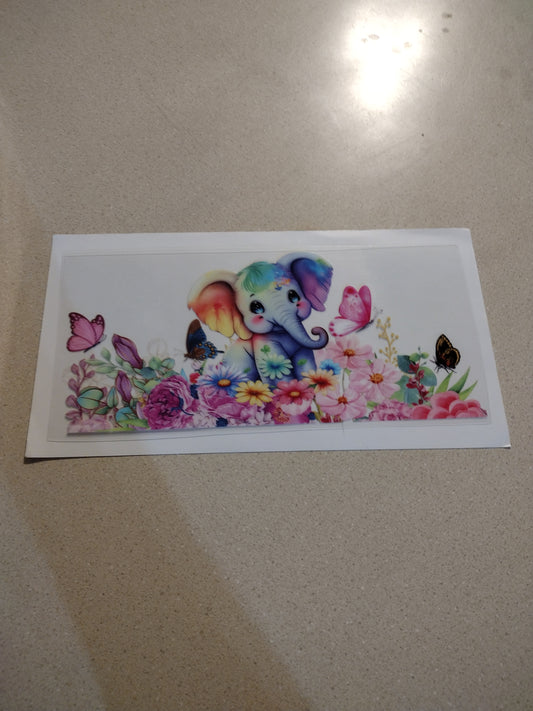 Rainbow Elephant UV DTF