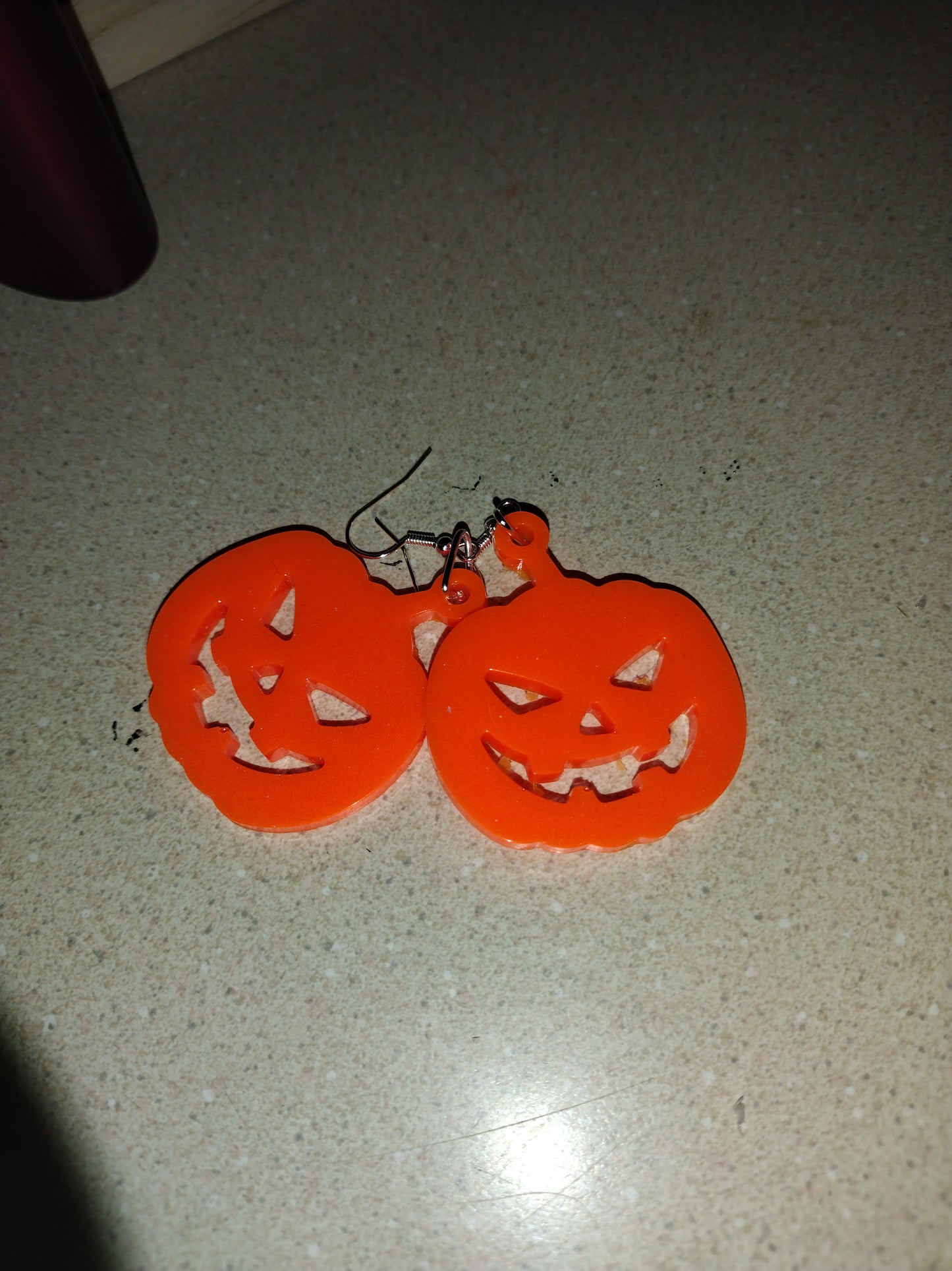 ORANGE NEON GLOW PUMPKIN EARRINGS