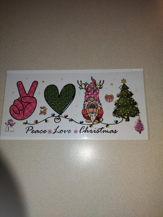 PINK PEACE LOVE CHRISTMAS UV DTF