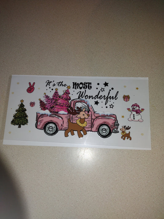 PINK X-MAS TRUCK UV DTF