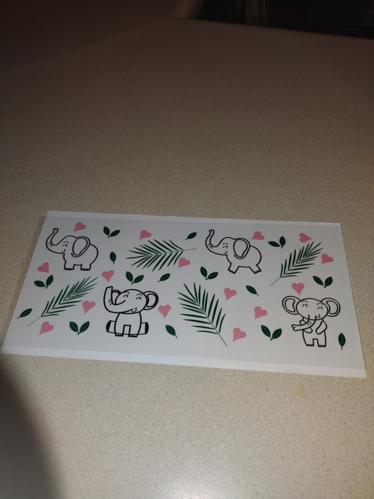 ELEPHANT W/LEAVES UV DTF
