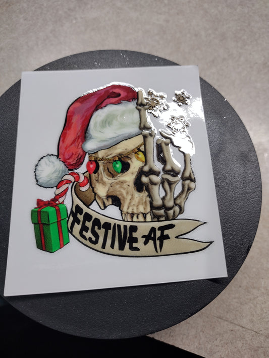 FESTIVE AF SKULL SM UV DTF