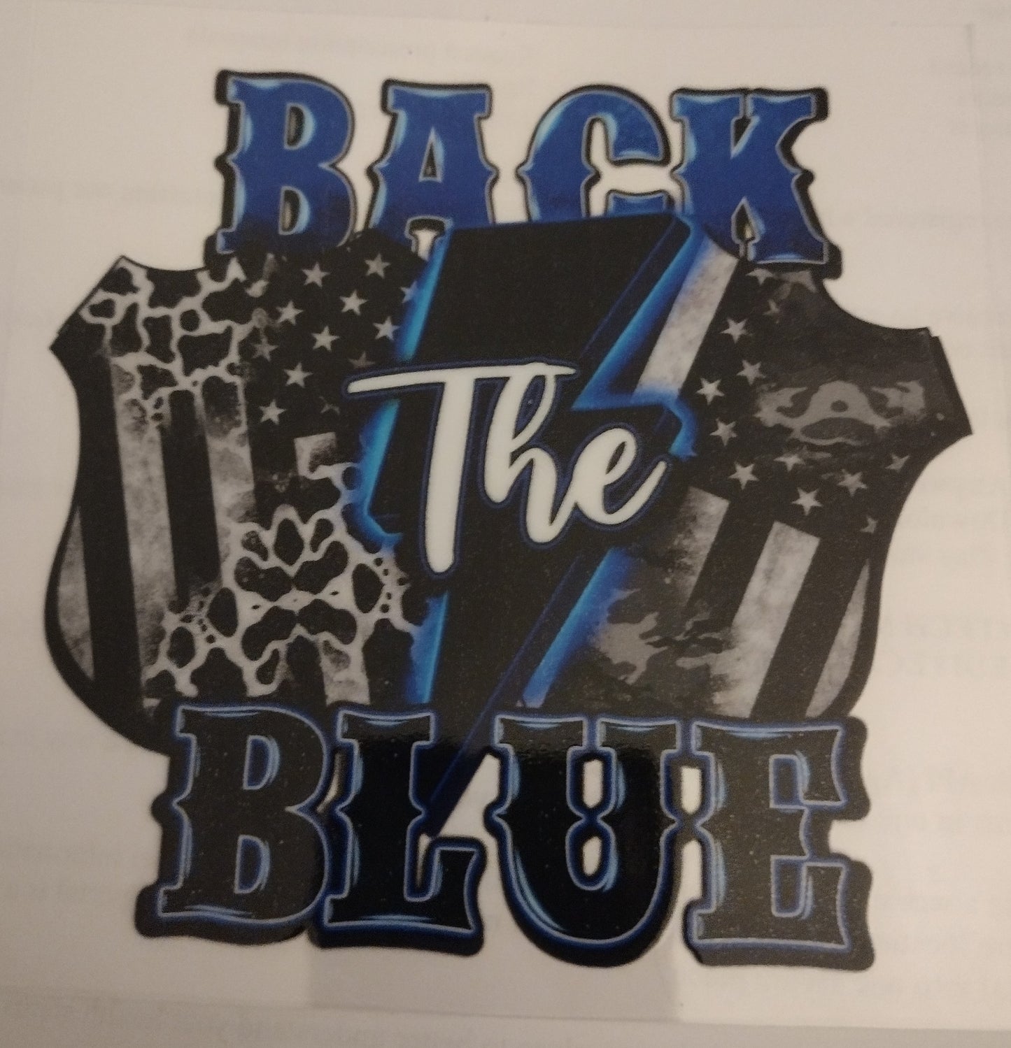 BACK THE BLUE UV DTF