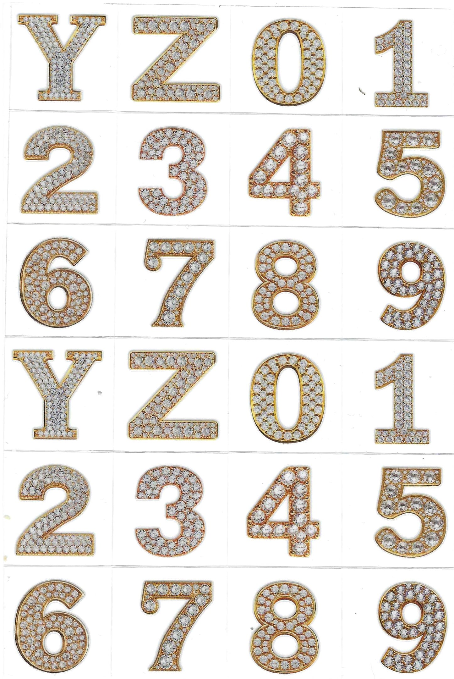 A-Z 0-9 Letters & Numbers Diamond SET 3 SHEETS TOTAL