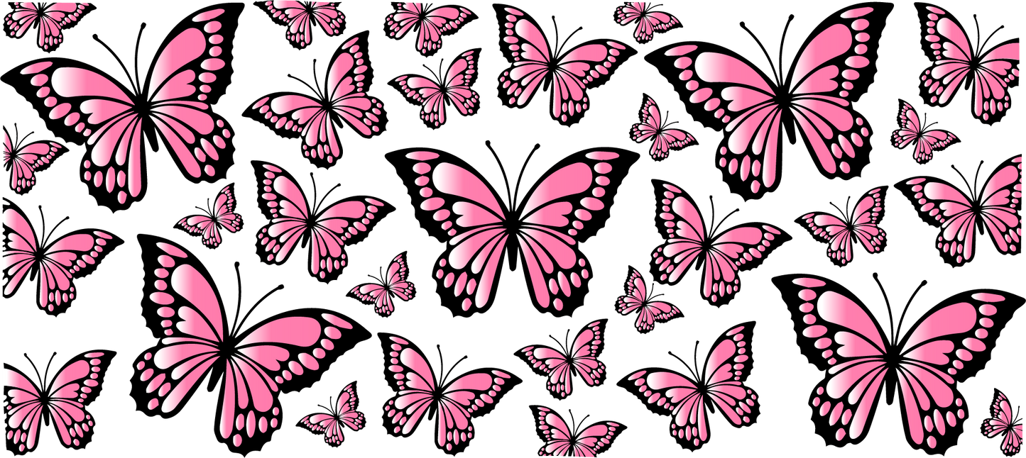 Pink and Black Butterflies  16oz