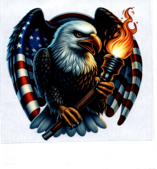 Eagle w/flag holding torch Patriotic Decal