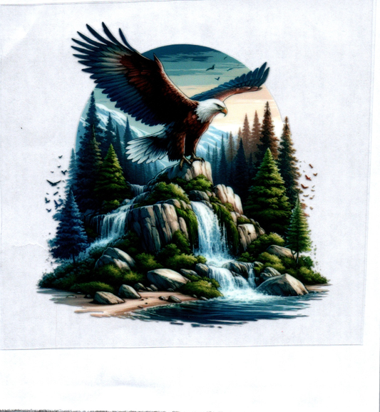 Eagle w/waterfall and Mountain Patriotic Decal
