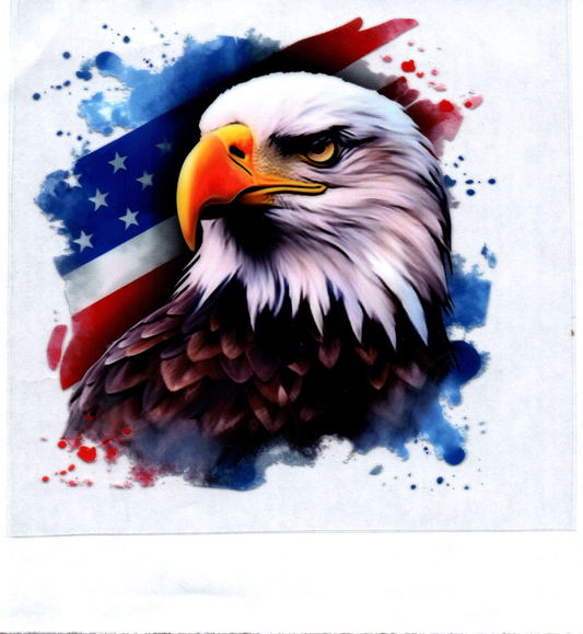 Eagle w/color splash flag Patriotic Decal