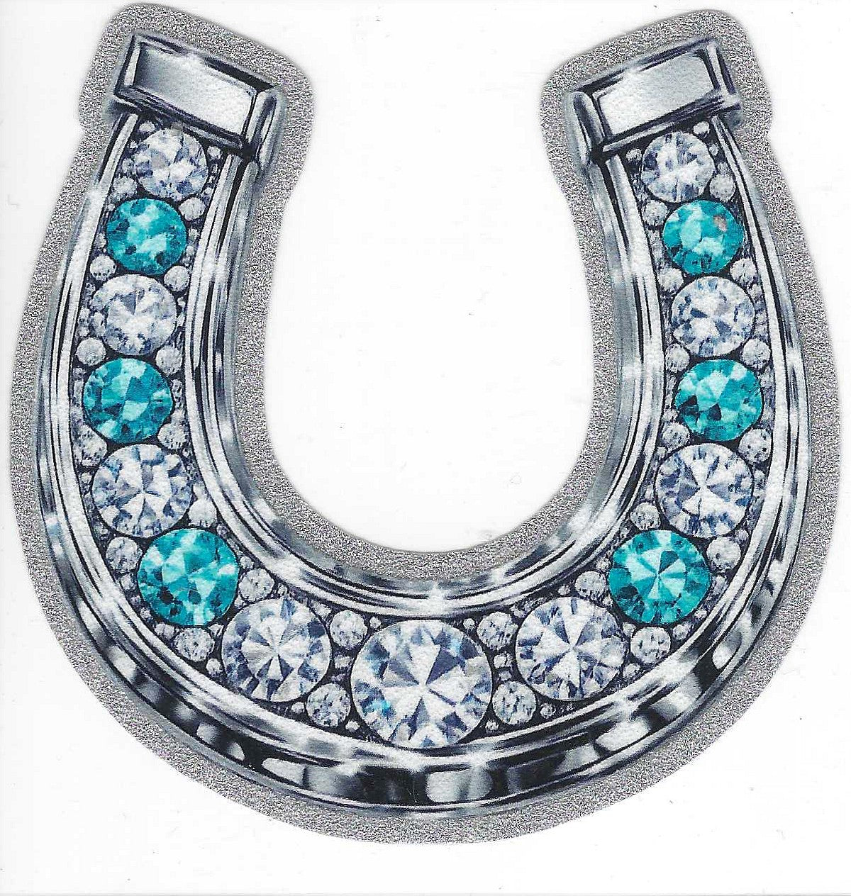 Horseshoe w/ Blue Stones Glitter Decal