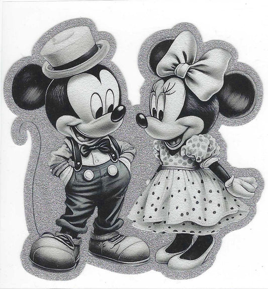 Black and White Mouse Couple Glitter Decal