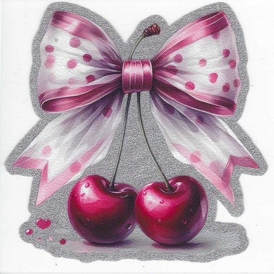 Bow w/ Cherries Glitter Decal