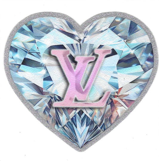 L-V Diamond Heart Glitter Decal