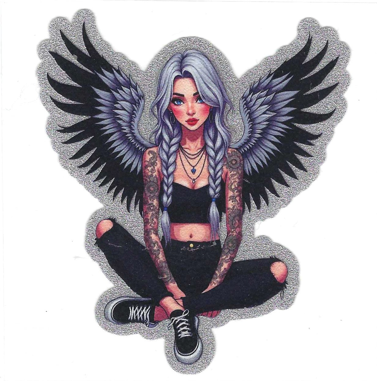 Angel Winged Girl Glitter Decal