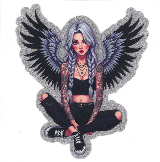 Angel Winged Girl Glitter Decal