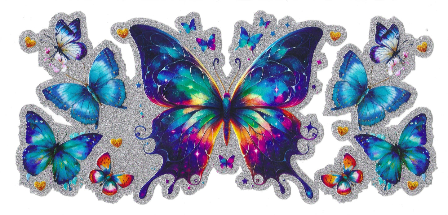 Blue Butterflies 16oz Glitter