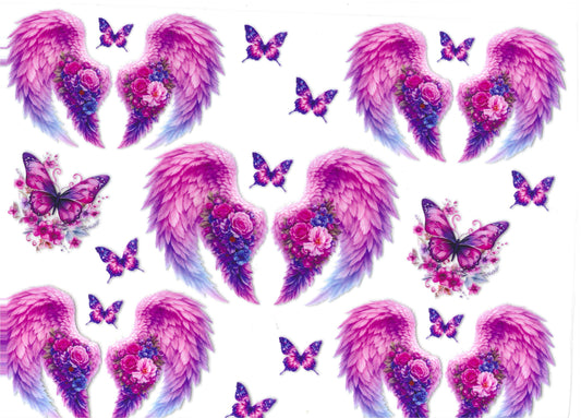 Pink, Purple, Blue Heart Wings Element