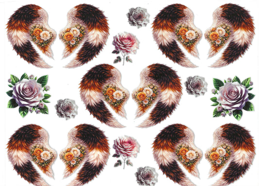 Pink & Brown Heart Wings Element