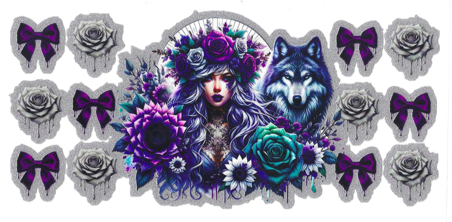 Girl w/Wolf 16oz Glitter