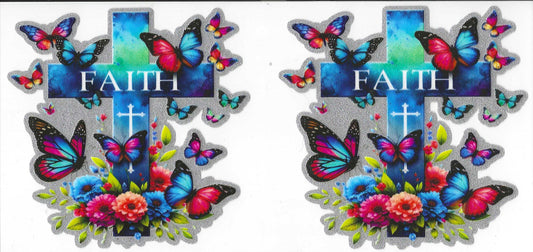 Blue Faith Cross w/Butterflies 16oz Glitter