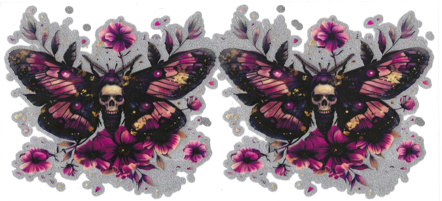 Gothic Butterfly w/ Skull & Flowers 16oz Glitter