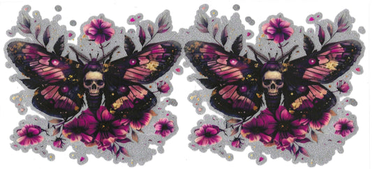Gothic Butterfly w/ Skull & Flowers 16oz Glitter