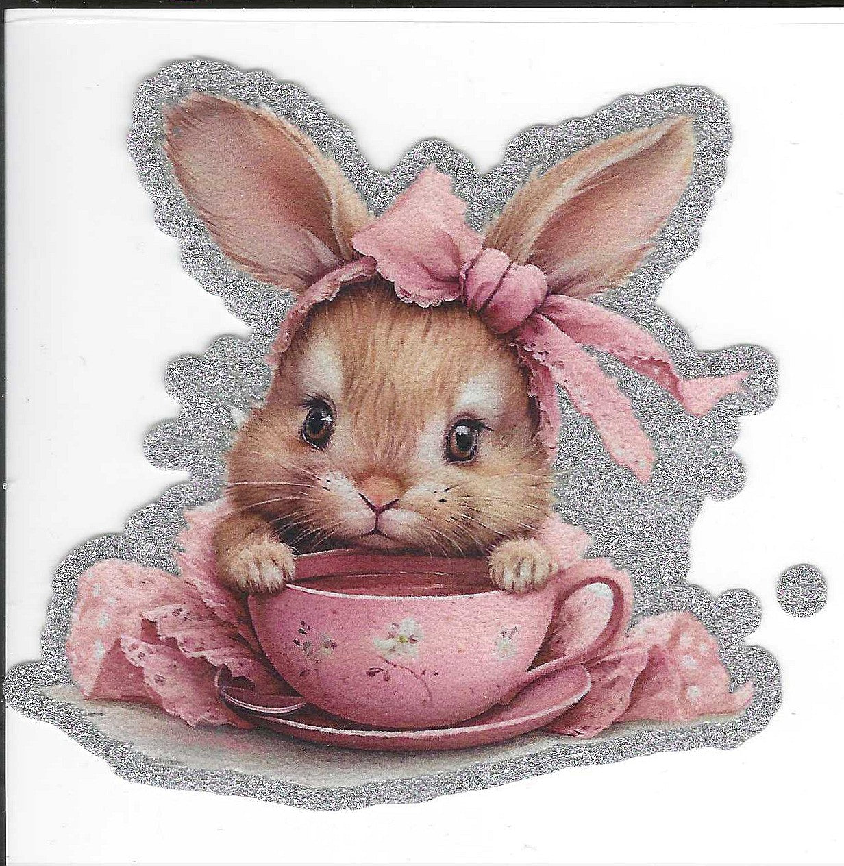 Bunny and Teacup Glitter Decal