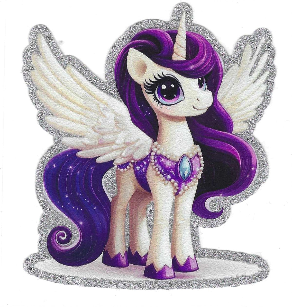 Purple Unicorn w/Wings Glitter Decal