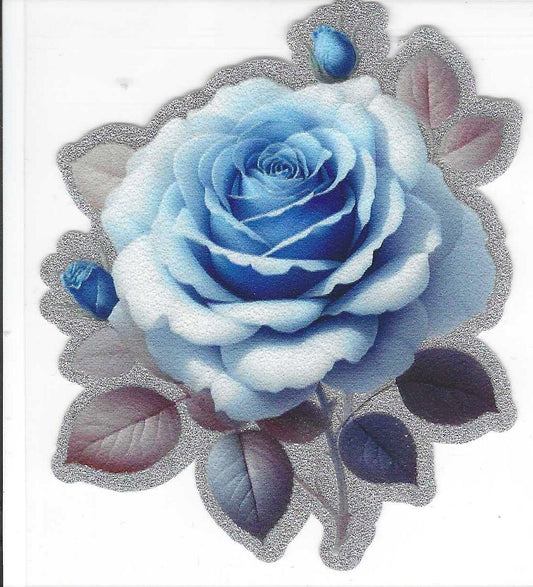 Blue Rose Glitter Decal