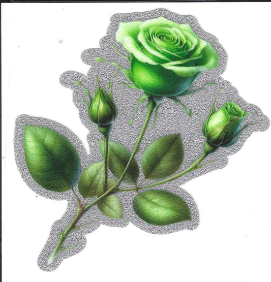 Mint Green Rose Glitter Decal