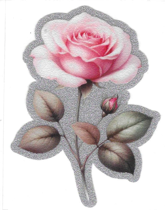 Pink Rose 1 Glitter Decal