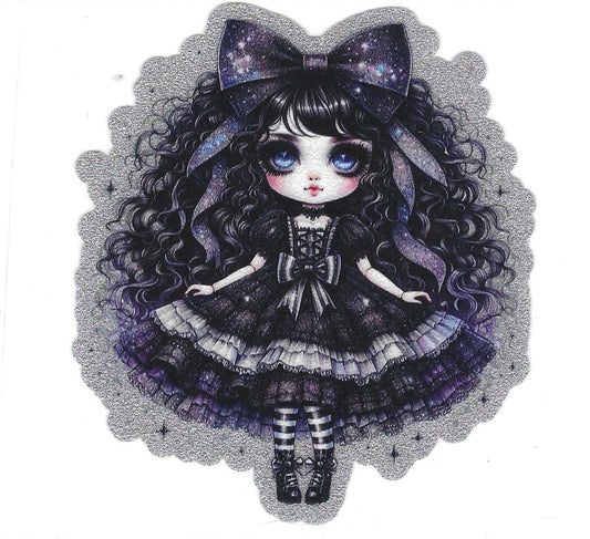 Black Dress Girl Glitter Decal