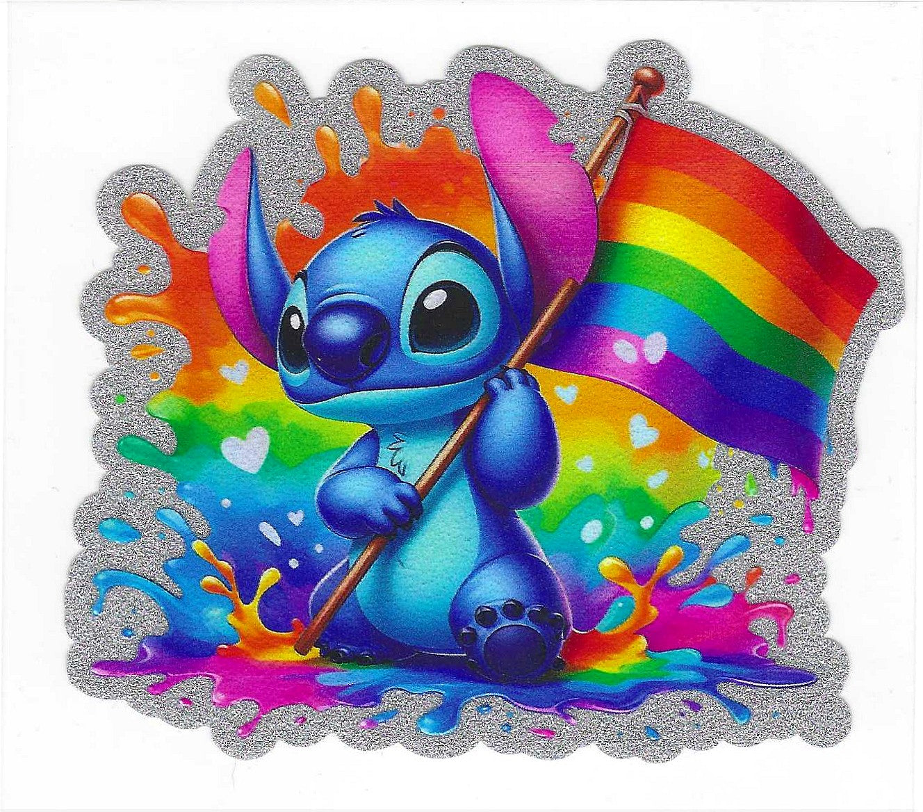 Blue Guy w/ Rainbow Flag Glitter Decal
