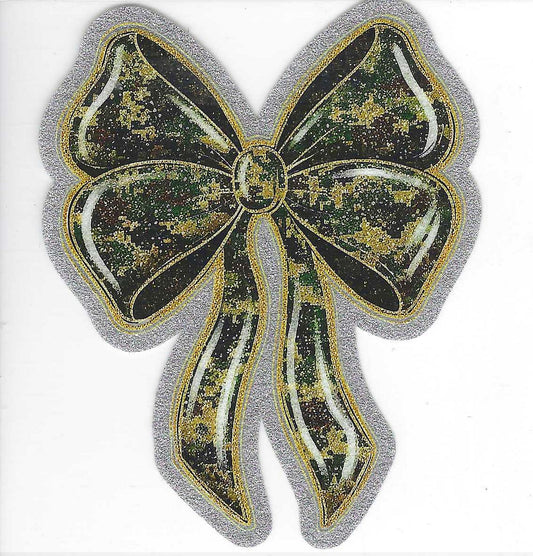 Camo Bow Flag Glitter Decal