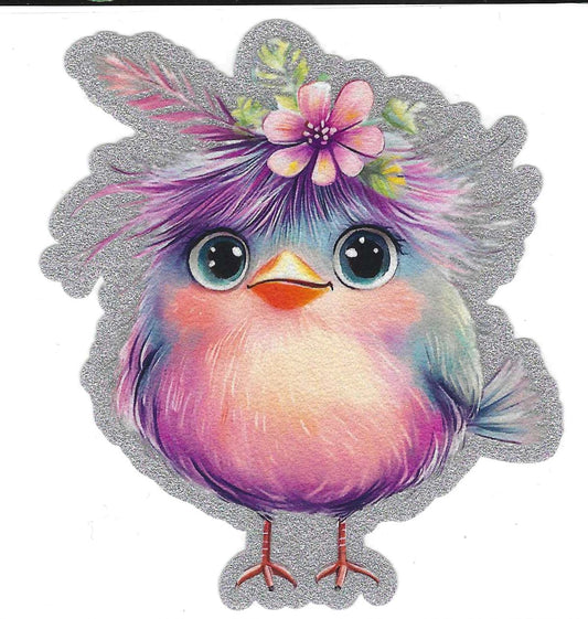 Baby Chick w/ Flowers Glitter Decal