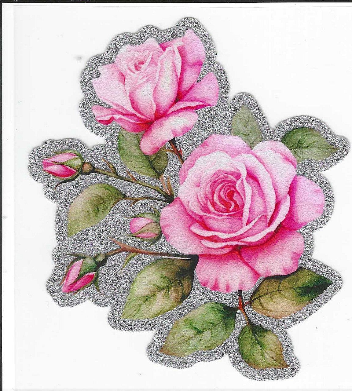 Double Pink Roses Glitter Decal