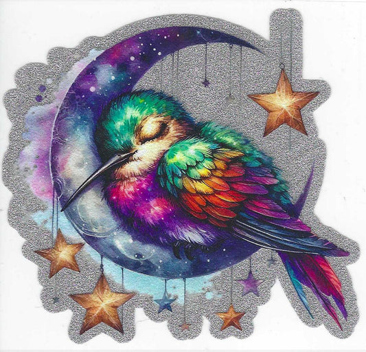 Moon & Hummingbird 1 Glitter Decal