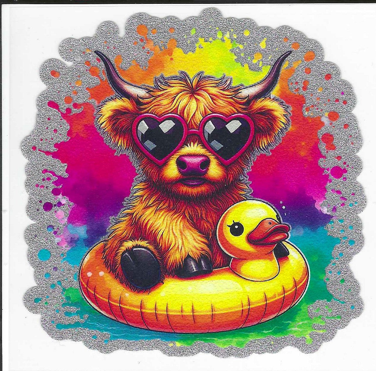 Cow in Duck Floaty Glitter Decal
