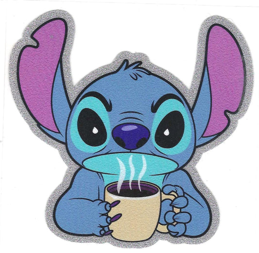 Blue Guy w/ Coffee Drink Glitter Decal