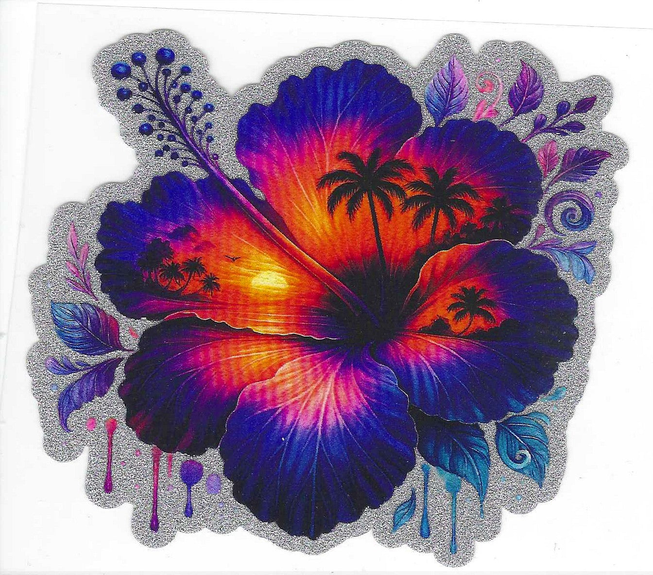 Hibiscus Flower Glitter Decal